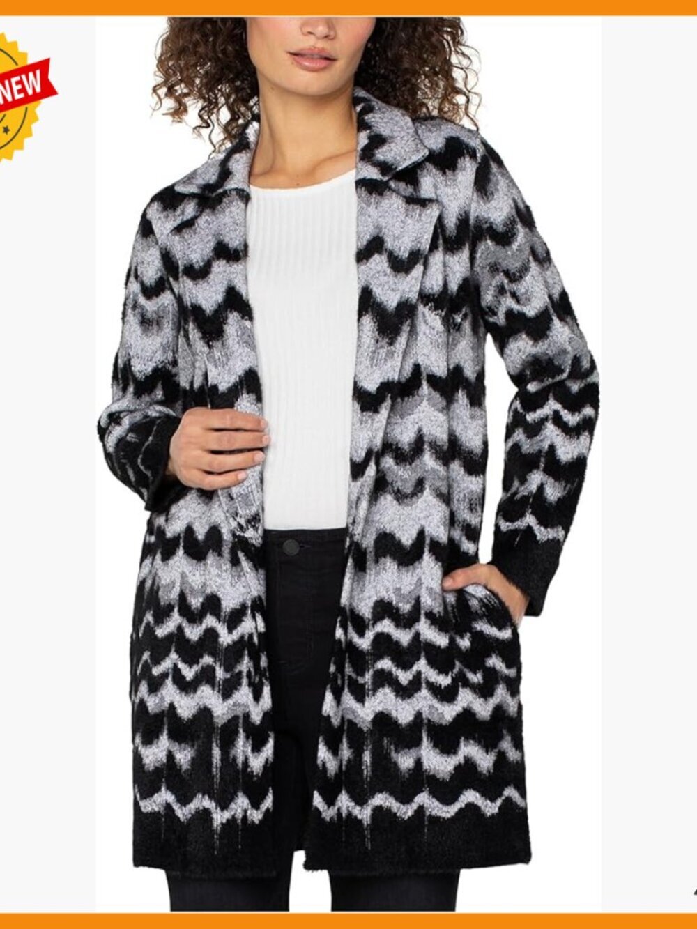 Long Sleeve Open Front Sweater Coat Cardigan Snap Closure Pockets